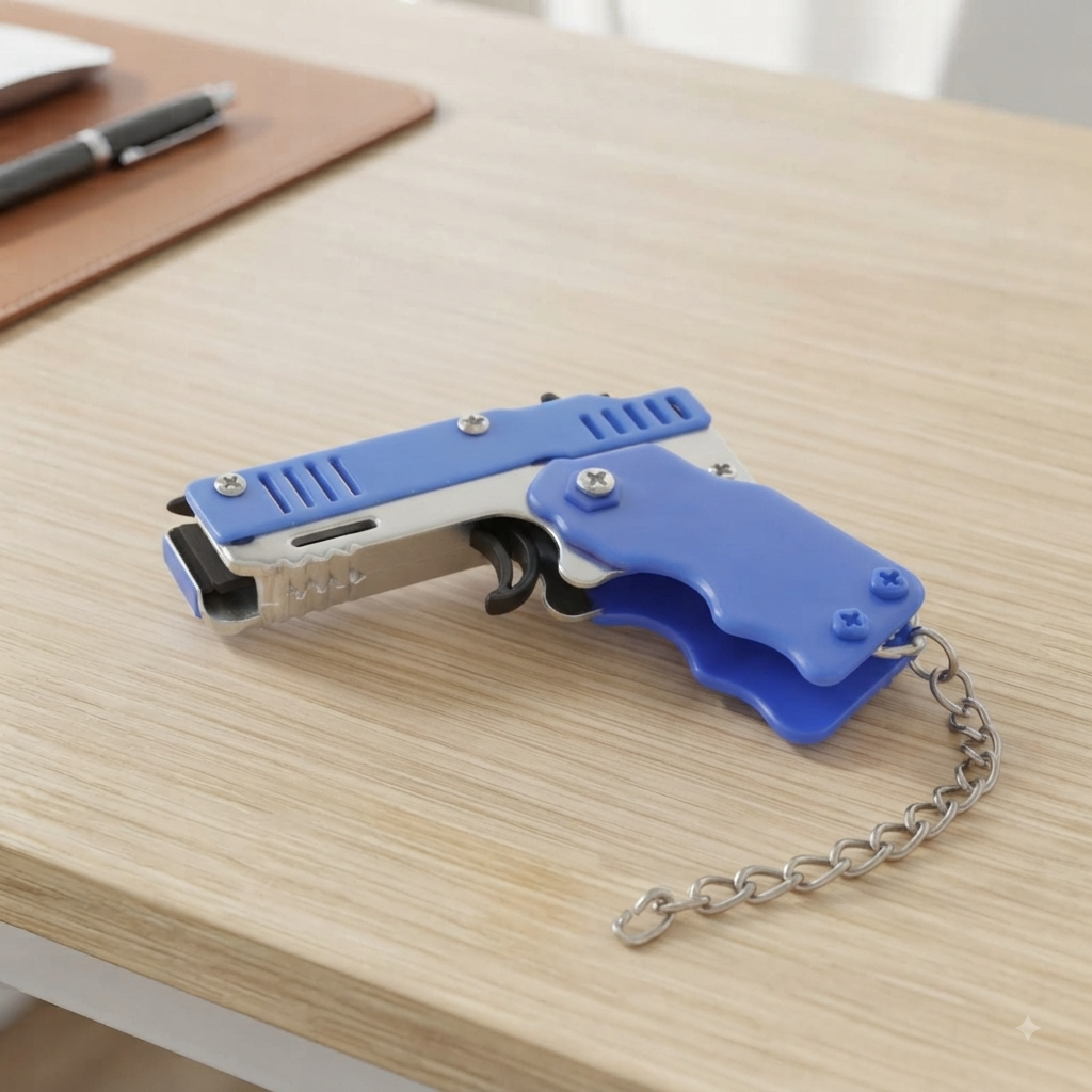 Mini Pistolet Porte-Clés – Lanceur d'Élastiques