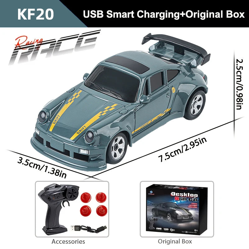 Voiture RC de Drift 1/64 - Mini Modèle GTR 4WD Haute Vitesse 2.4G (Modèle KF20)