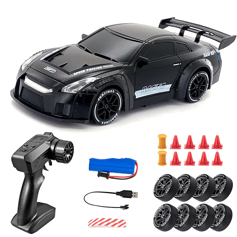Voiture RC Drift 1:24 - Modèle Sport Haute Vitesse (20 km/h, 4x4, LED & Pneus de Rechange)
