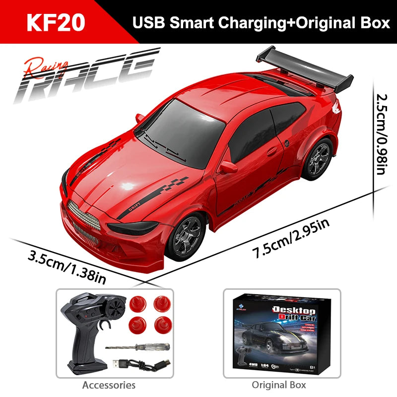 Voiture RC de Drift 1/64 - Mini Modèle GTR 4WD Haute Vitesse 2.4G (Modèle KF20)