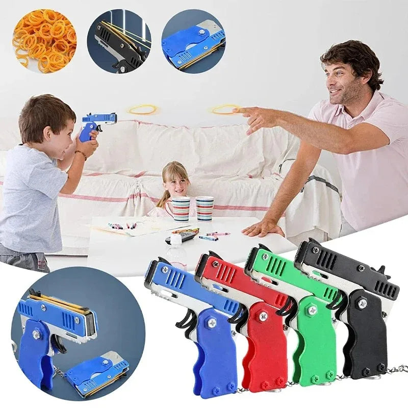 Mini Pistolet Porte-Clés – Lanceur d'Élastiques