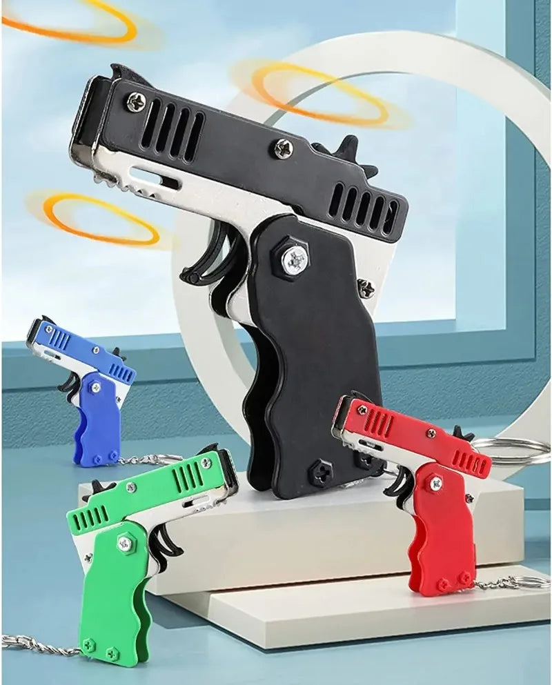 Mini Pistolet Porte-Clés – Lanceur d'Élastiques